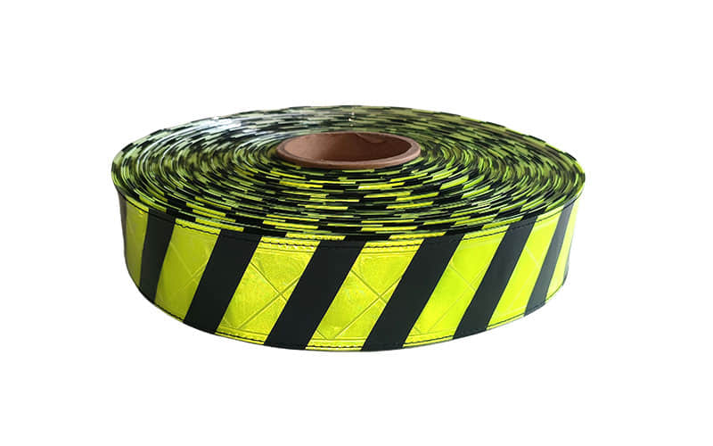 Reflective ribbon PVC black diagonals