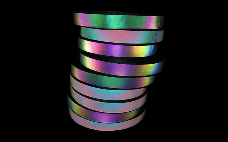 Sew on reflective fabric tape rainbow color 